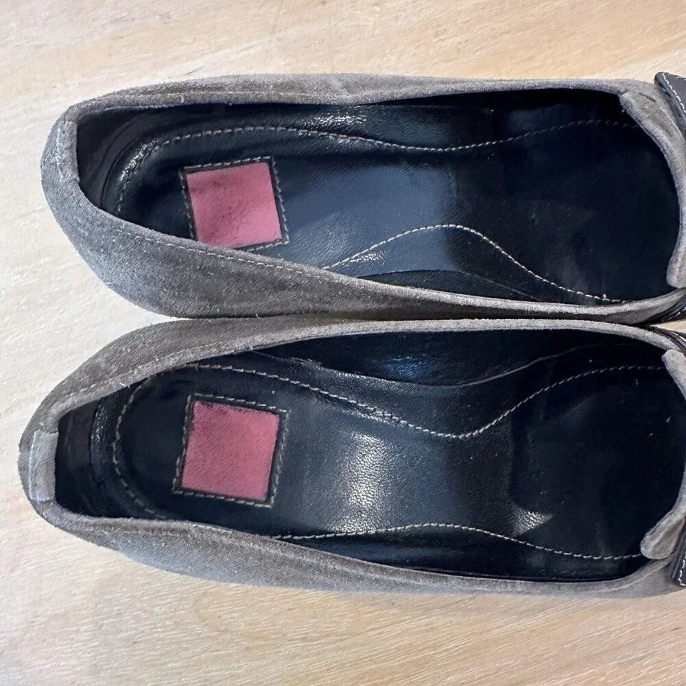 Coach Loafers Womens Sz 7 Brown Suede Slip On Gold Buckle Wedged Shoes‎ Preppy